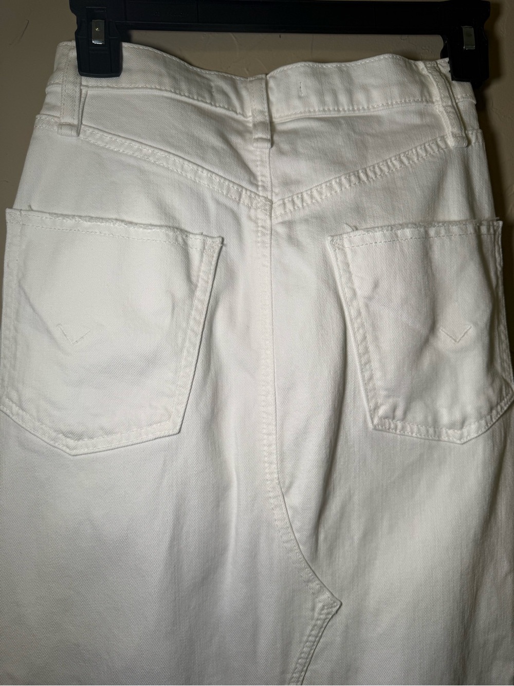 Hudson Jeans Reconstructed White Denim Midi Pencil Skirt Front Slit Size 23/00 - Picture 9 of 14